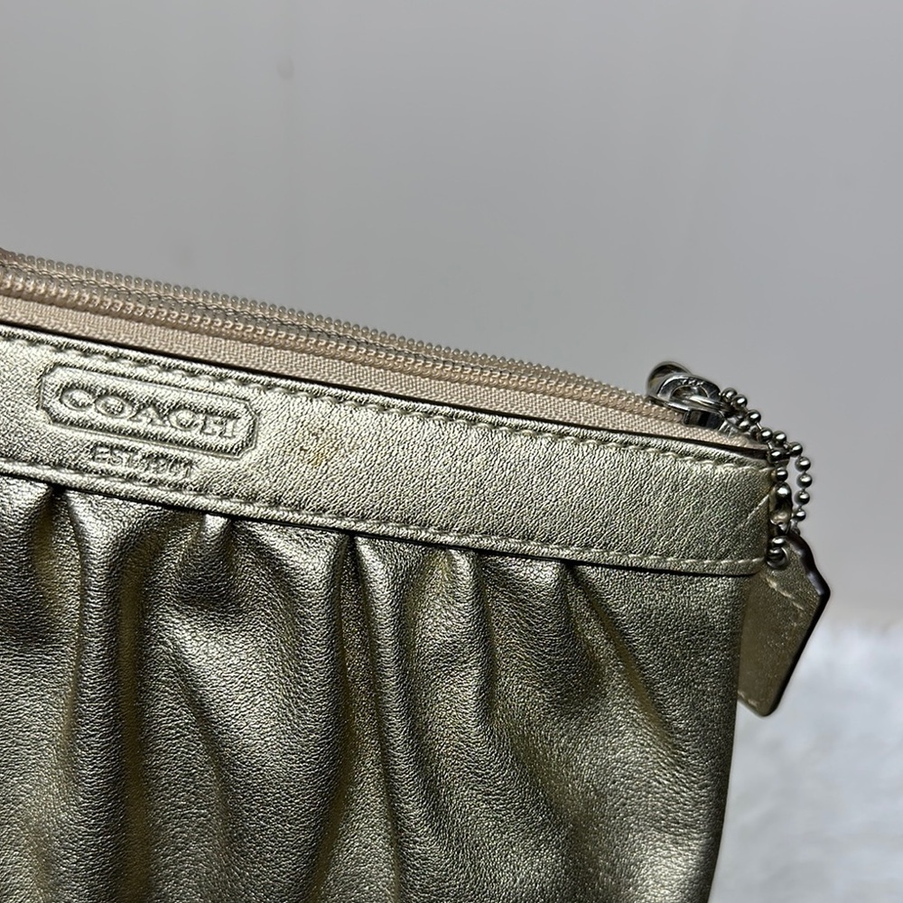 Coach Gold Pleated Wristlet Clutch - Picture 12 of 12